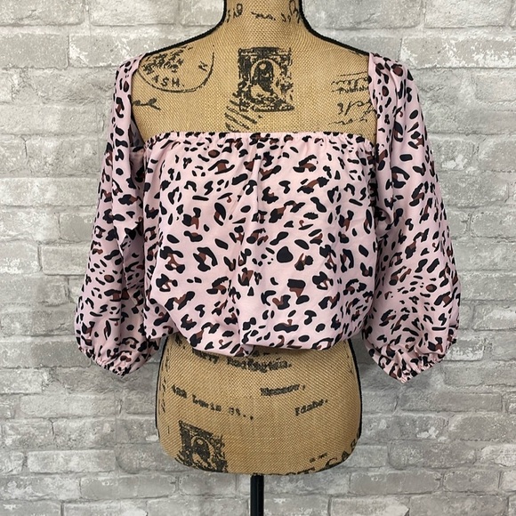HAOLA Pink Animal Print Crop Top - Picture 1 of 6